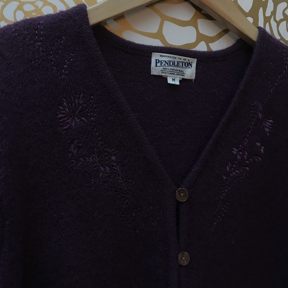 Pendleton Purple Embroidered Button Front Cardigan - Picture 2 of 6